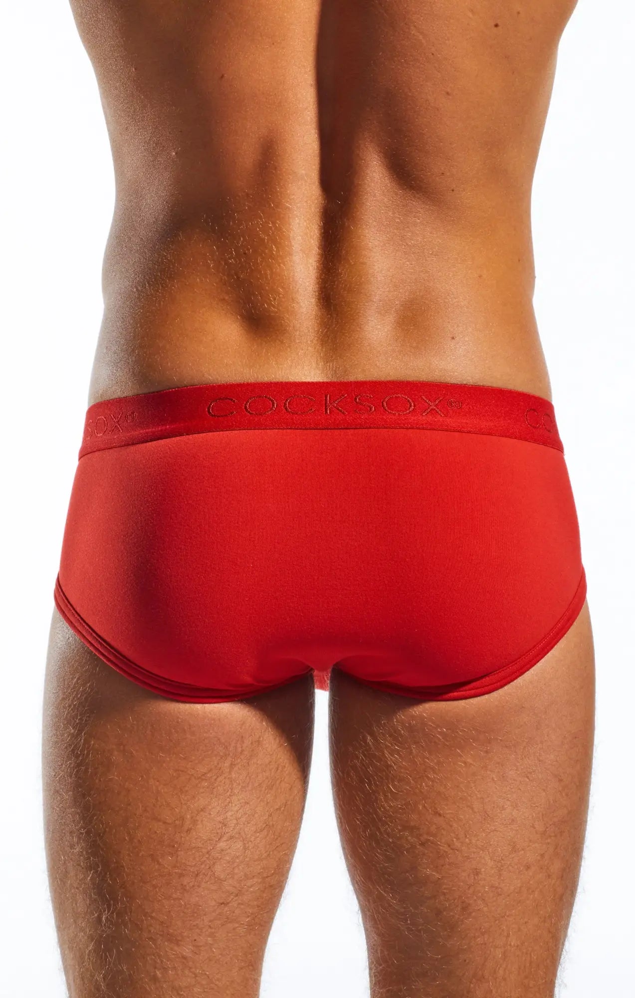 Red cocksox cx76n sports briefs with a matching elastic waistband designed for comfort and support