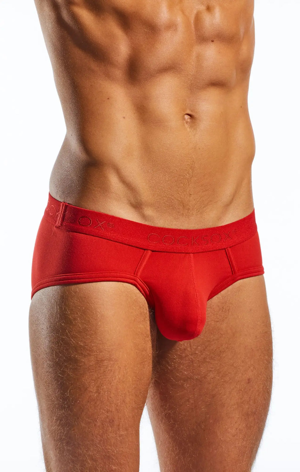 Red cocksox cx76n sports brief with snug fit and elastic waistband designed for active support and comfort