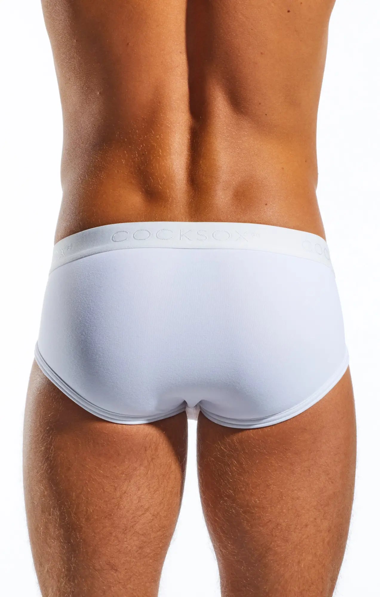 White men’s briefs cocksox cx76n sports brief with smooth form-fitting design and embossed brand name on waistband