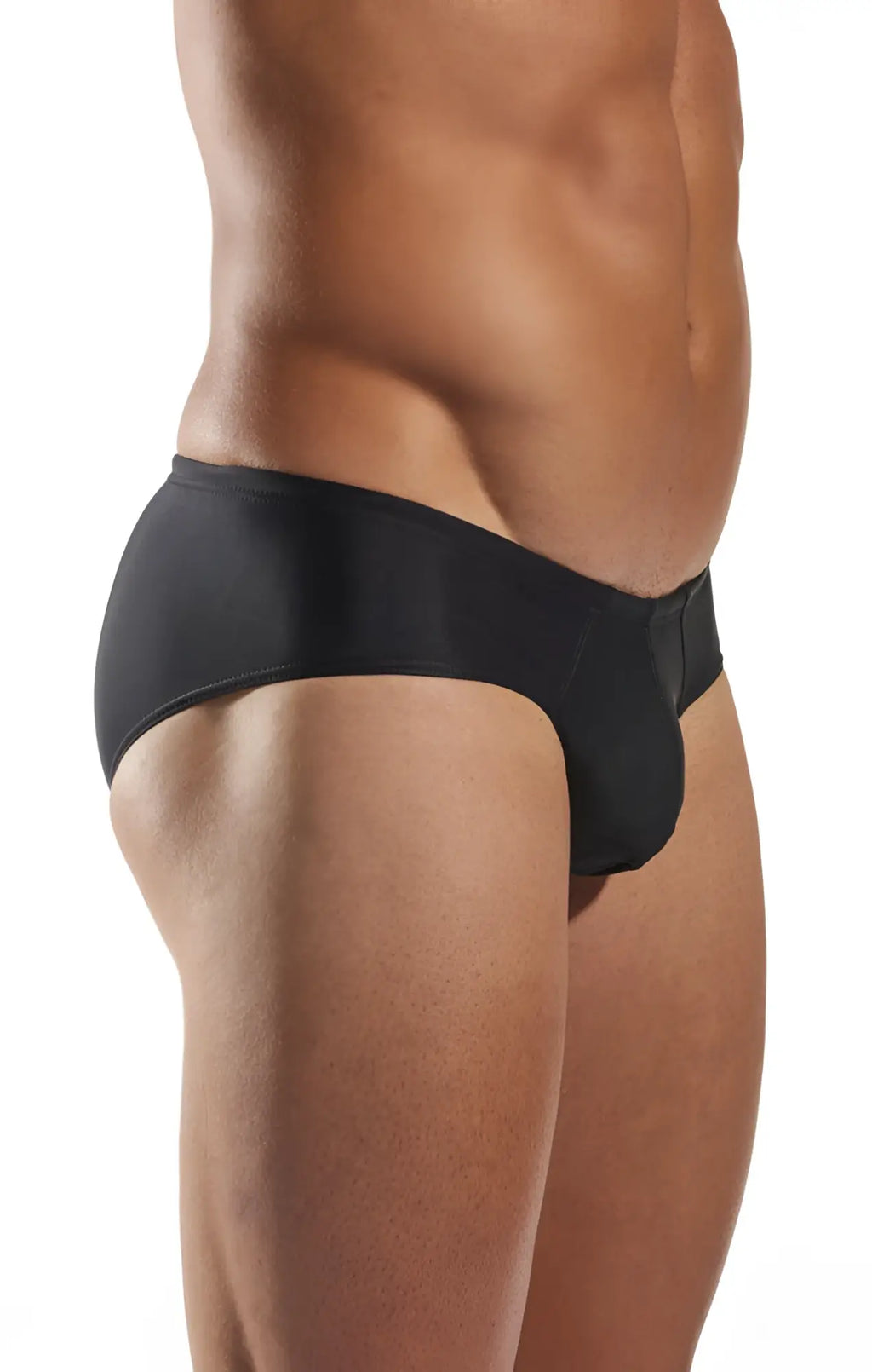 Cocksox cx79 boy leg swim brief in black with a smooth seamless design and form fitting fabric for swimwear