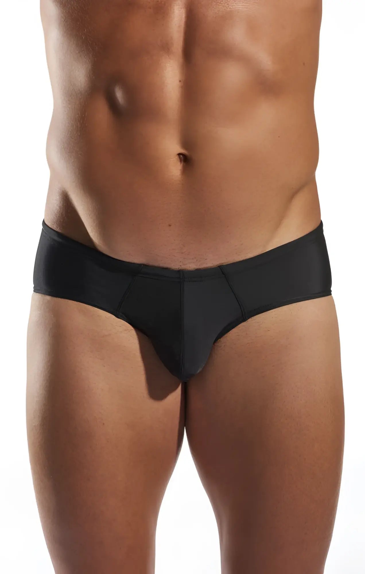 Black cocksox cx79 boy leg swim brief with a smooth seamless design in form fitting fabric