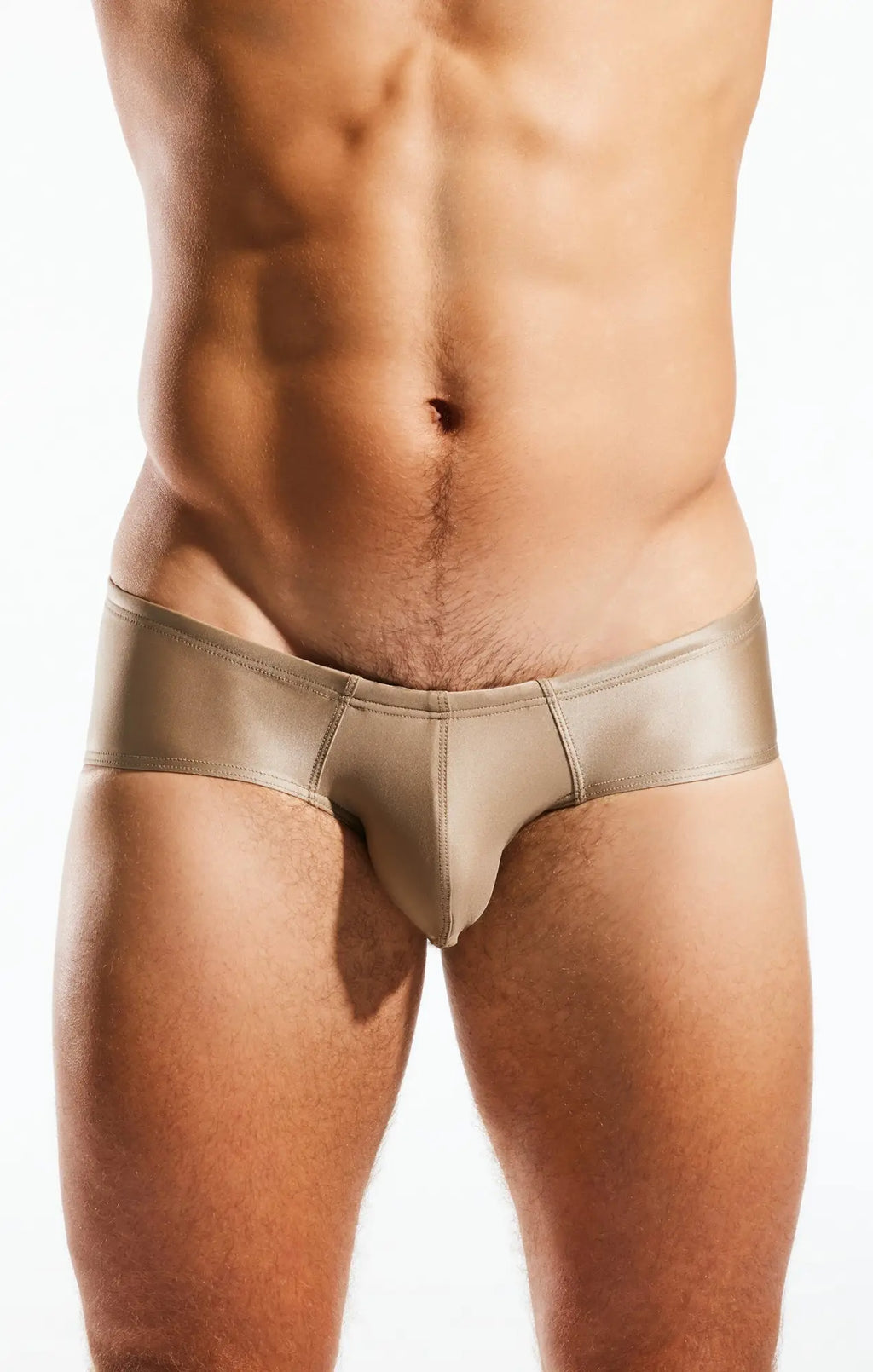 Tan metallic cocksox cx79gs boy leg swim brief with sleek form-fitting design for stylish swimwear use