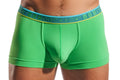 Bright green cocksox cx94 boxer briefs with contrasting blue waistband featuring brand name and logo
