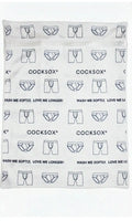 White mesh laundry bag featuring black outlined boxer briefs pattern and cocksox brand with wash me softly slogan