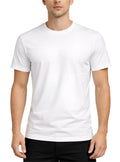 White cotton crew neck t shirt showing the back side perfect for casual wear