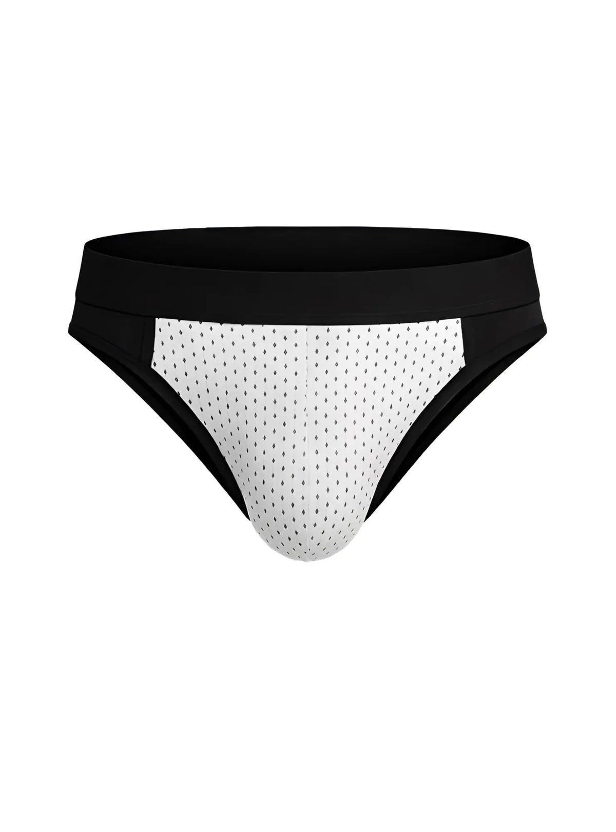 Black and white mesh cotton stretch bikini briefs with solid black waistband for comfortable everyday wear