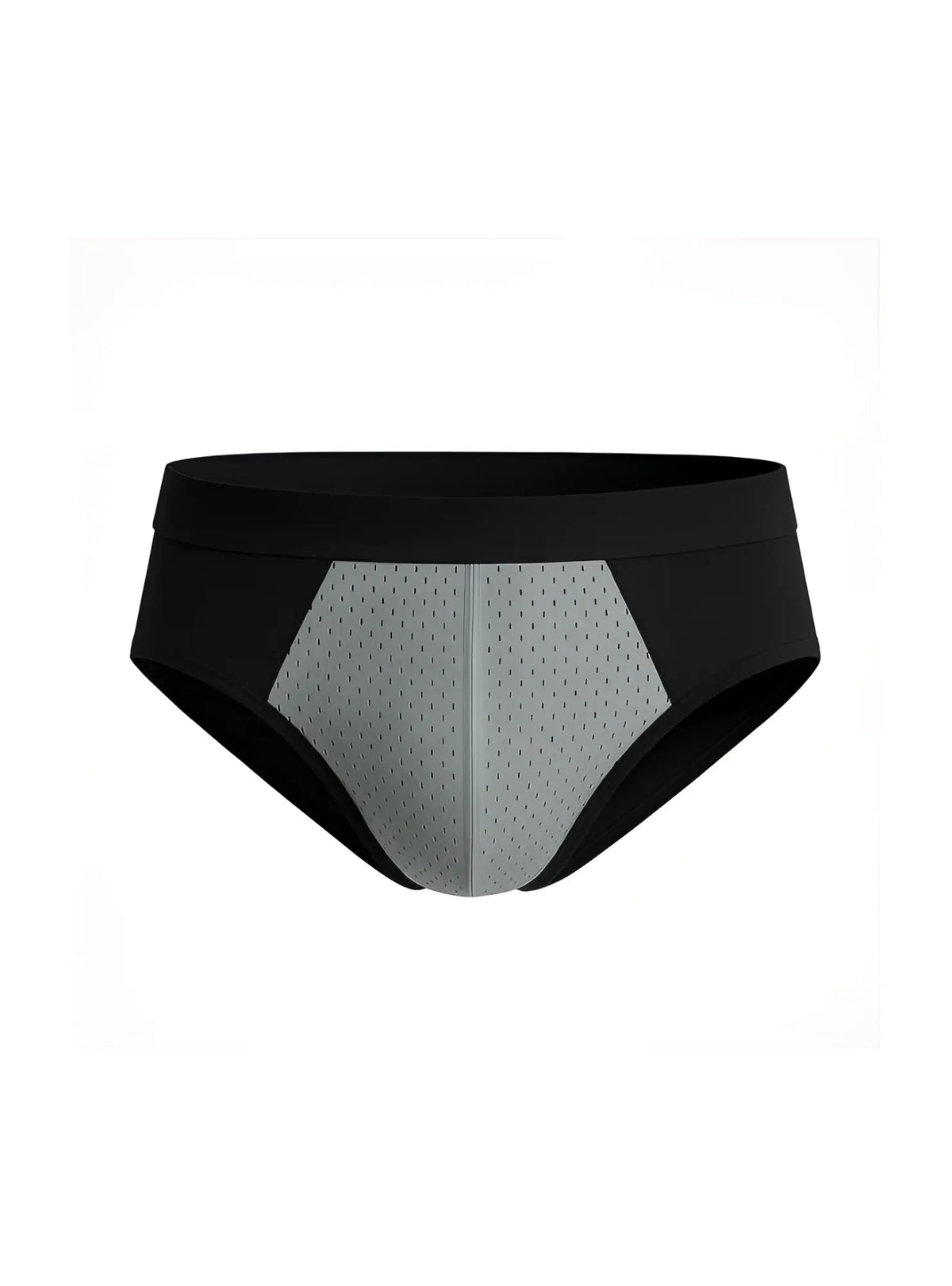 Black and gray cotton stretch athletic briefs with mesh panel design for breathability and comfort