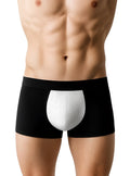 Black cotton stretch trunk boxer briefs with white perforated front panel for breathable comfort