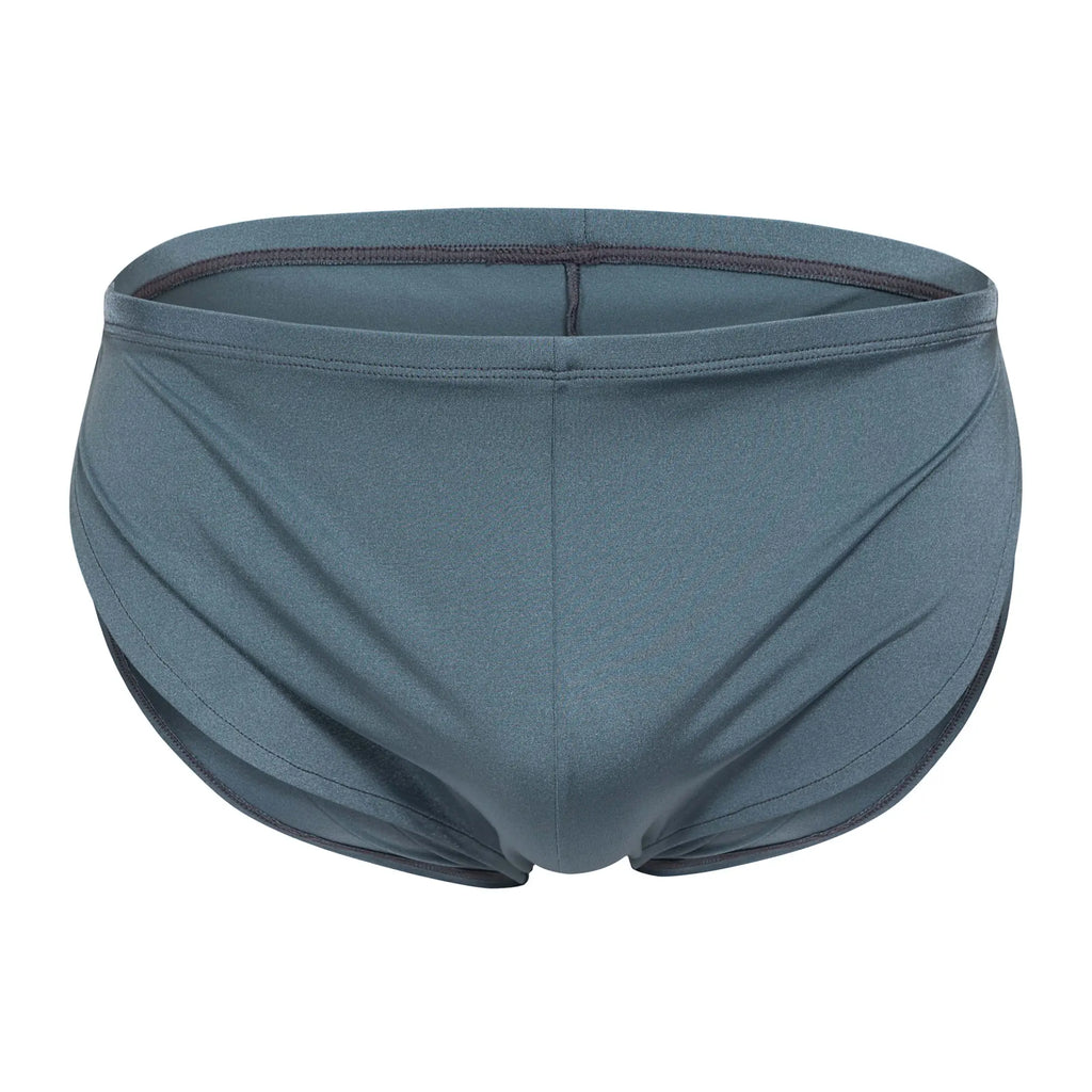 Dark teal Cover Male CM109 boxer swim trunks with smooth stretchy fabric and subtle seam detailing
