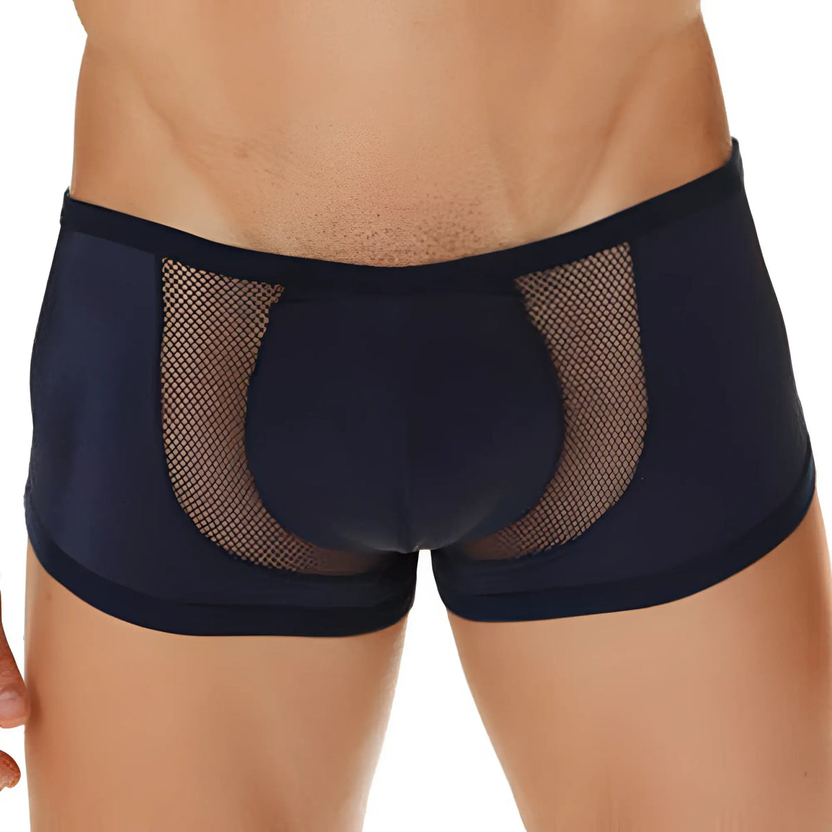 Dark navy blue cover male cm206 boxer brief with breathable mesh panel design for men