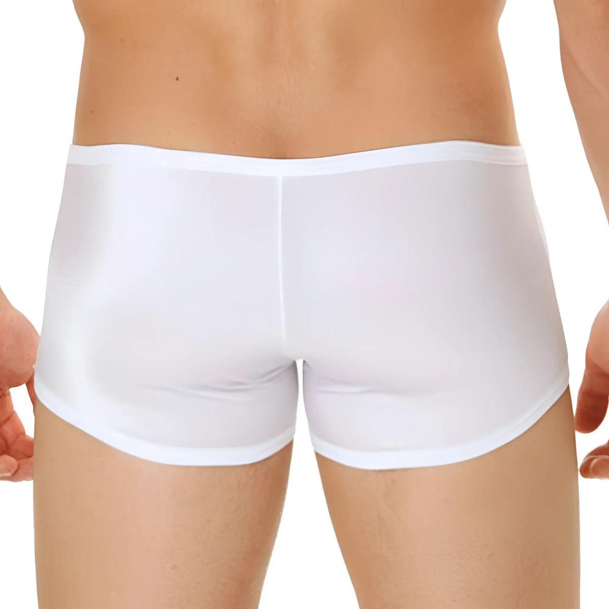 Cover male CM206 white boxer briefs with smooth seamless fabric and clean-cut edges for comfortable wear