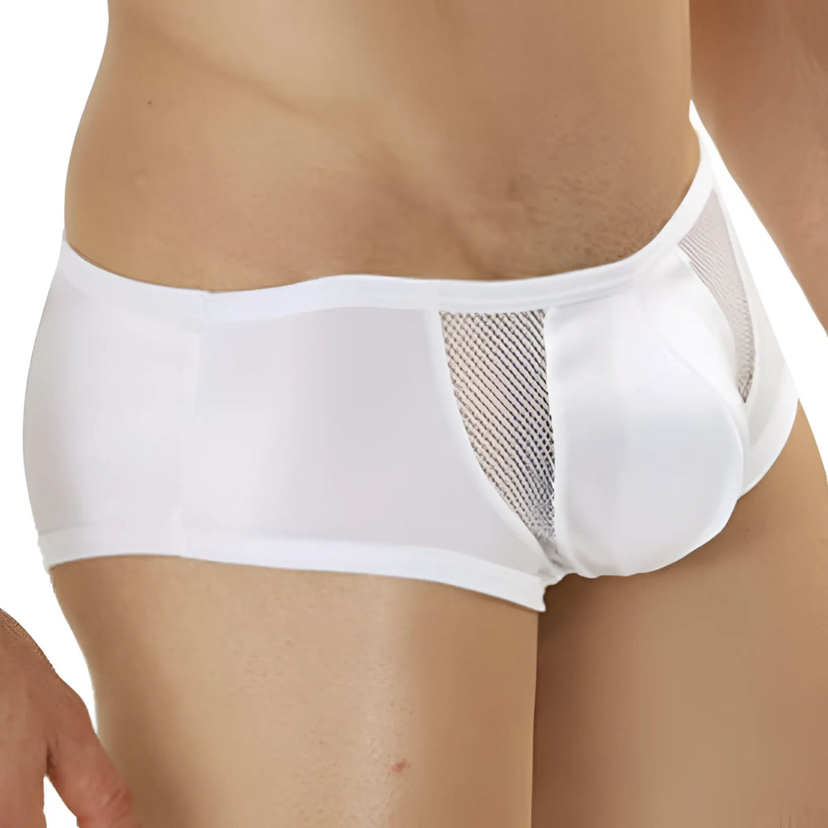 White Cover Male CM208 intimate briefs with mesh side panel for breathable comfort and support