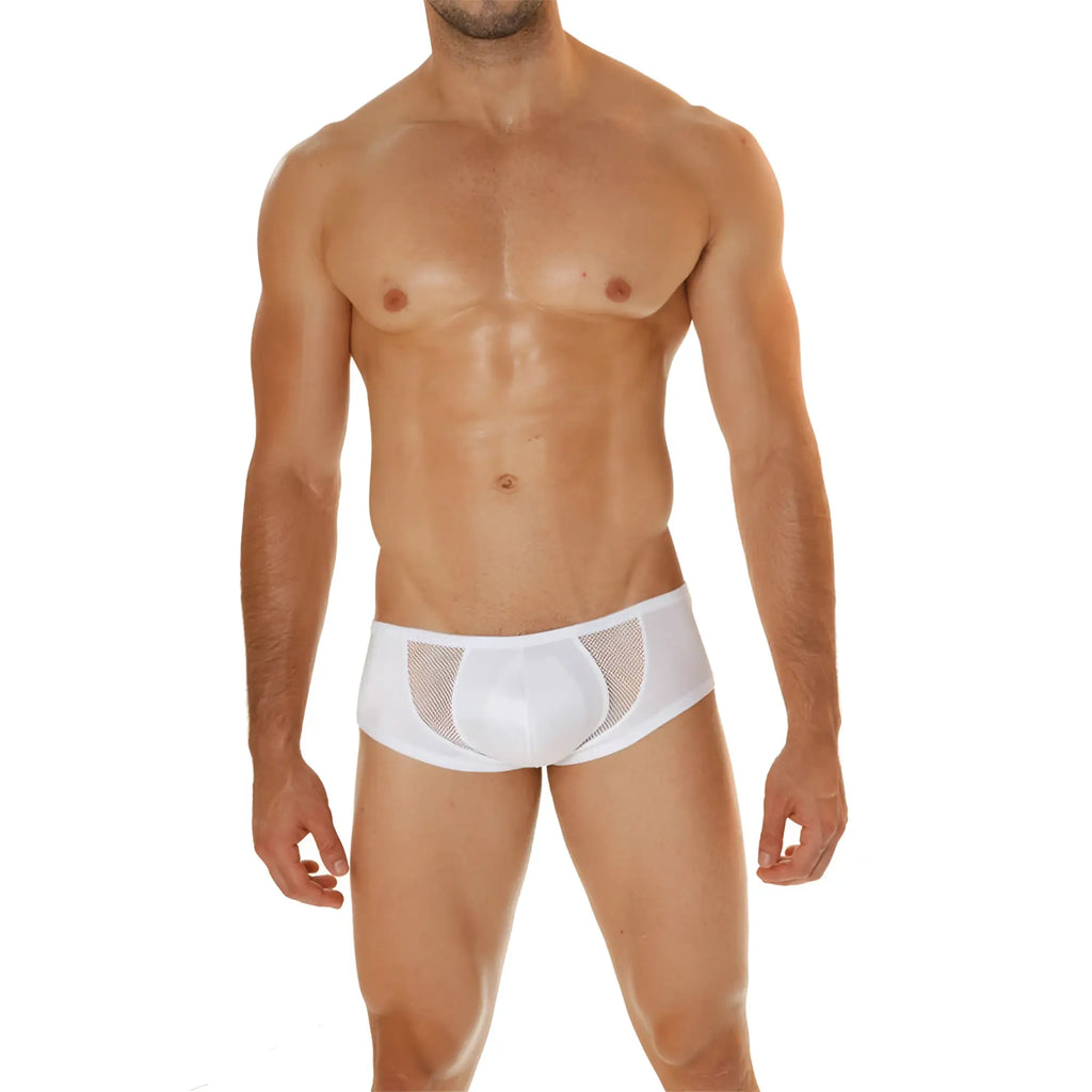 Cover male cm208 intimate brief white mesh-trimmed briefs with a sleek form-fitting design
