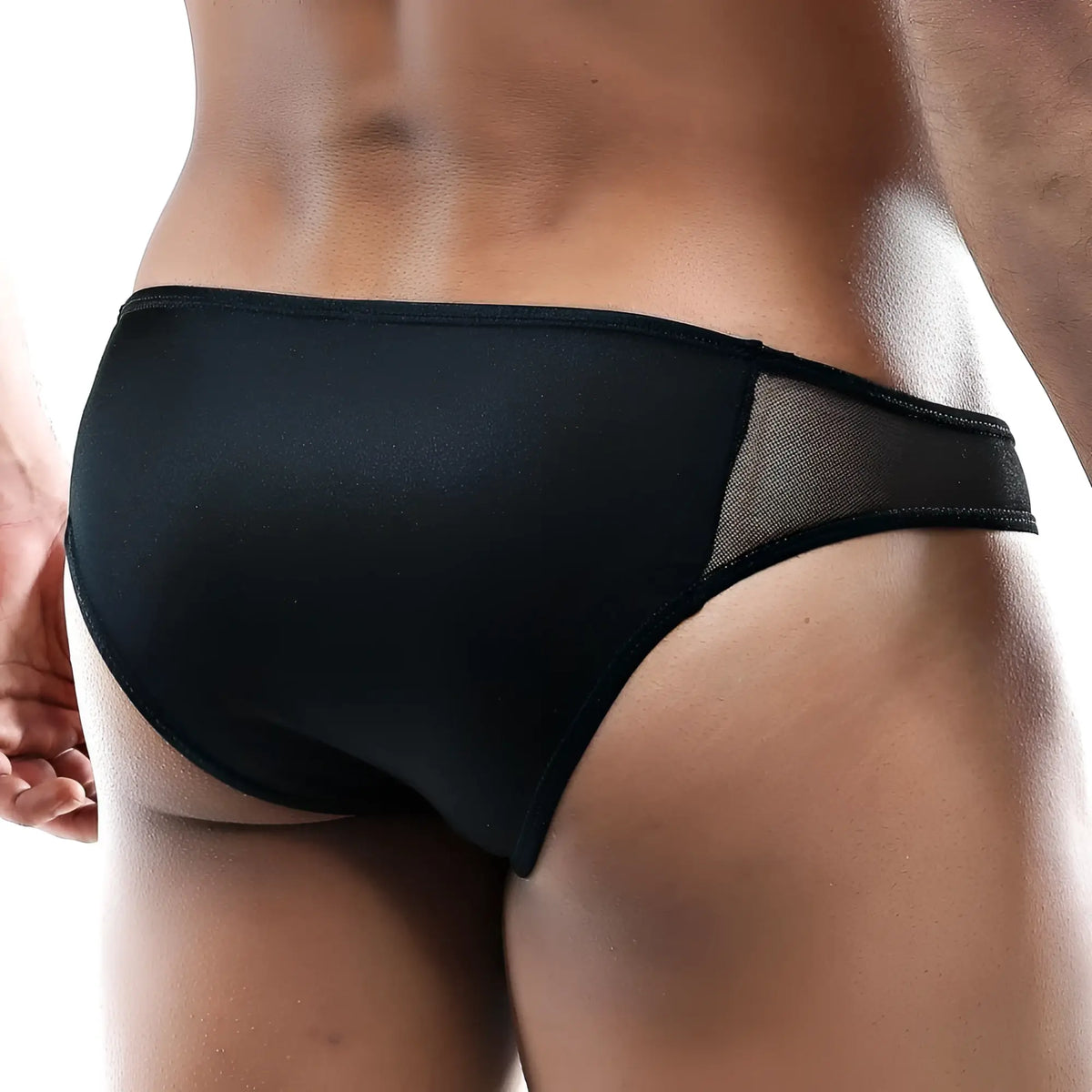 Cover male cmj021 black menâ€™s briefs with breathable mesh side panel for comfortable everyday wear