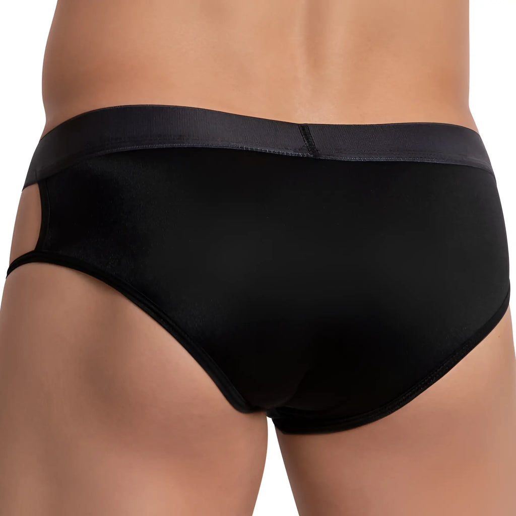 Black briefs cover male CMJ034 sleepless brief with smooth stretchy fabric and wide elastic waistband