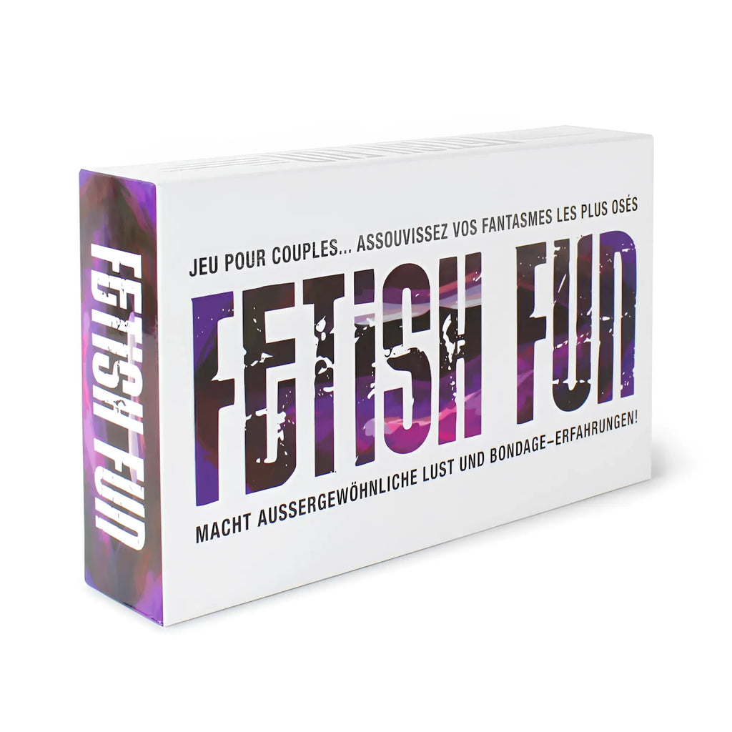 White rectangular CreativeC Fetish fun game box with bold purple pink gradient title and multilingual text