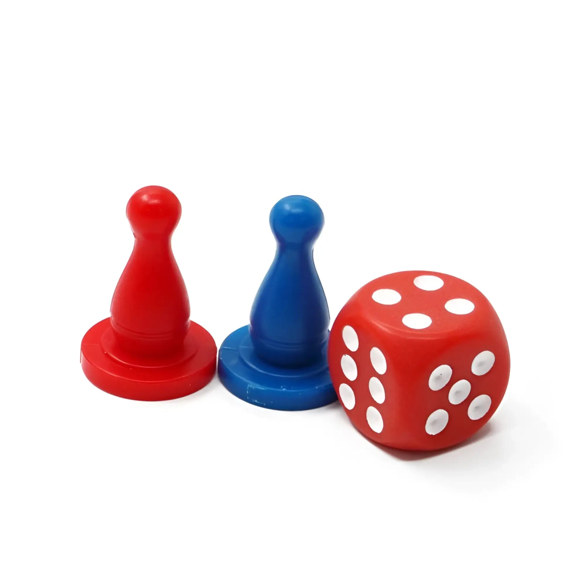 Red plastic six-sided die with white pips for the CreativeC oral fun game product