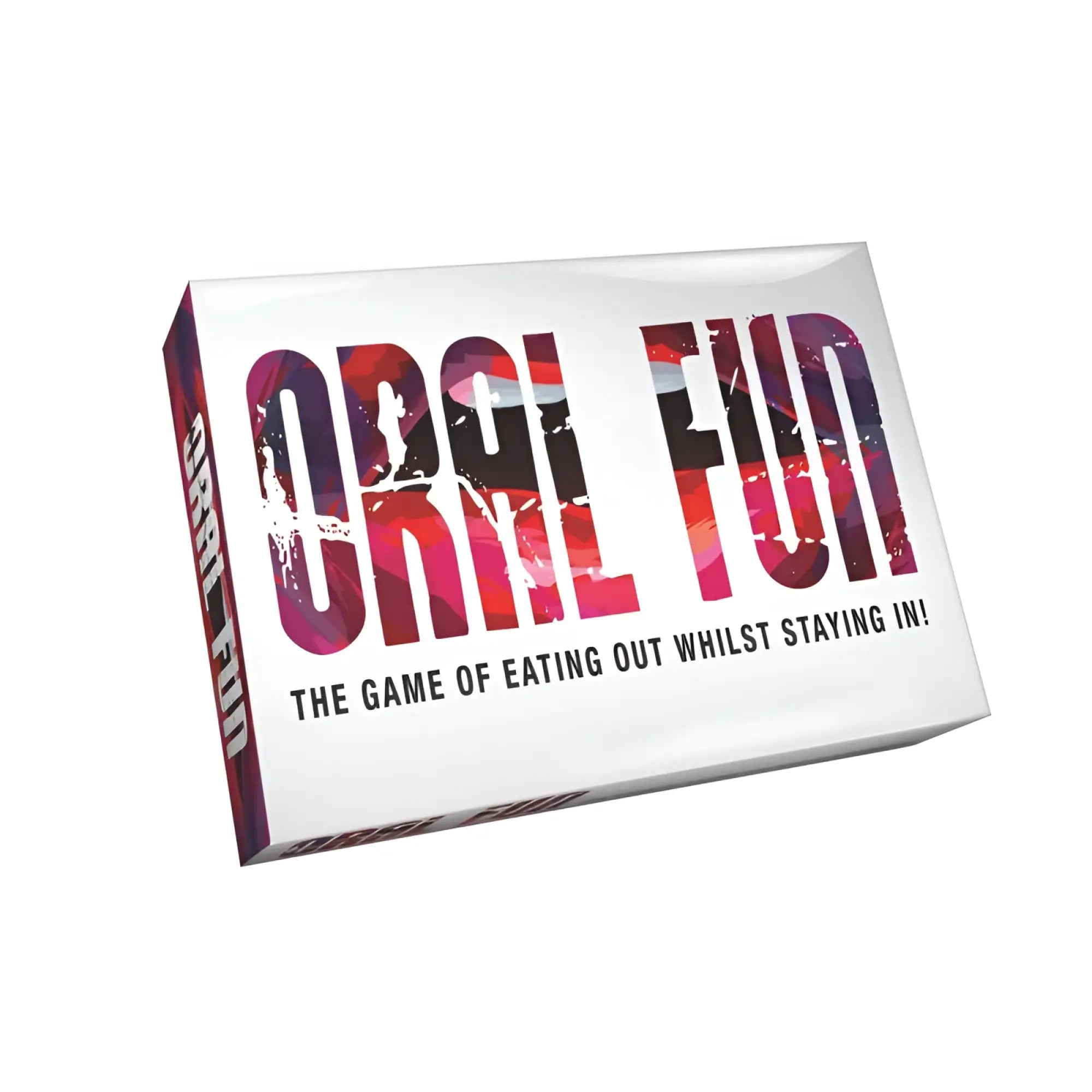 White rectangular box for CreativeC oral fun game with bold red and purple gradient distressed lettering