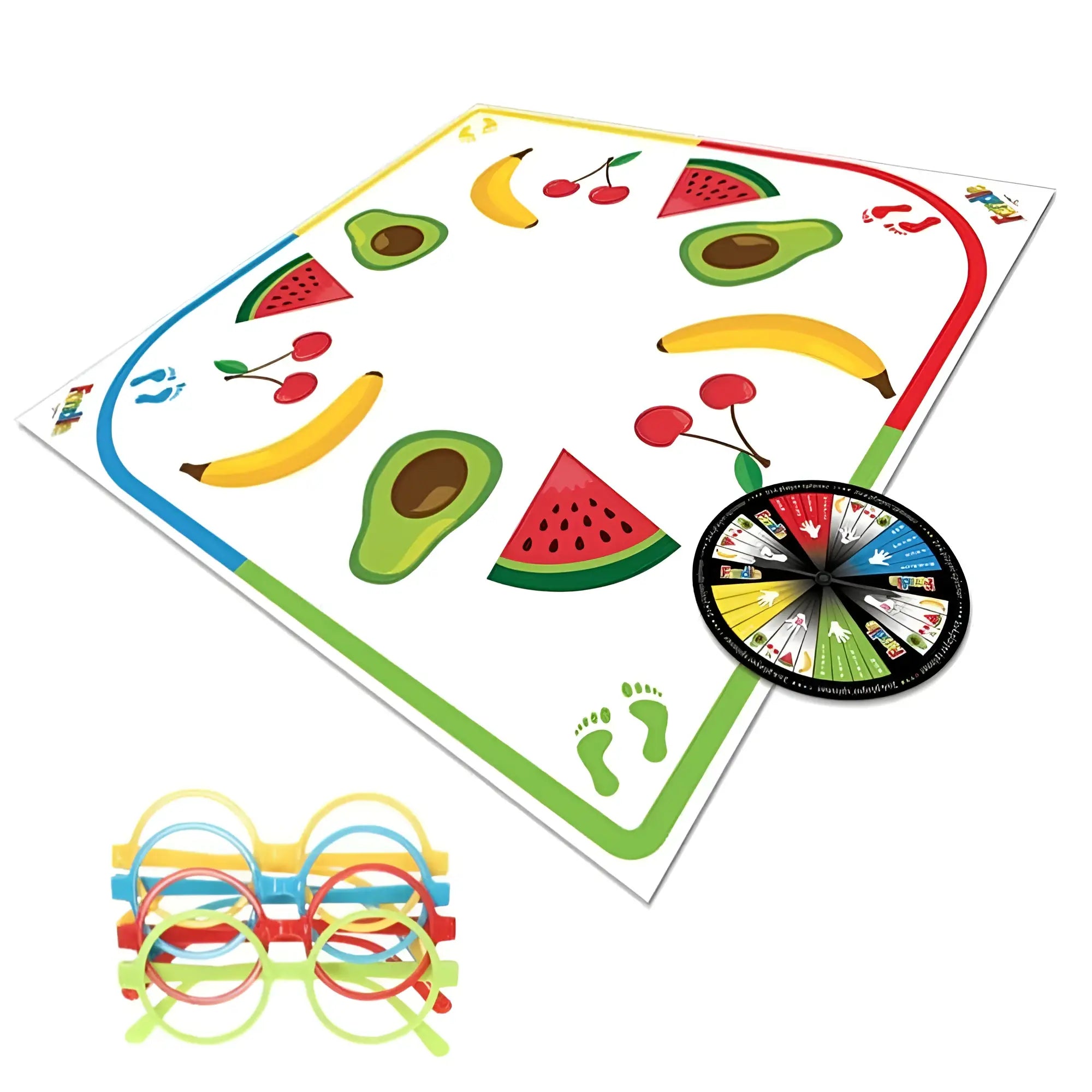 Creativec play wiv me fondle board game colorful fruit-themed play mat with circular spinner and rainbow plastic rings