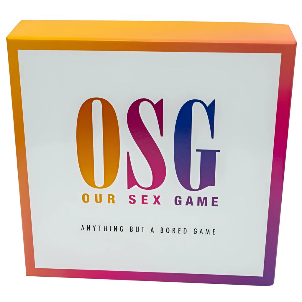The colorful gradient-edged box of CreativeC Our Sex Game features bold rainbow lettering on a white background