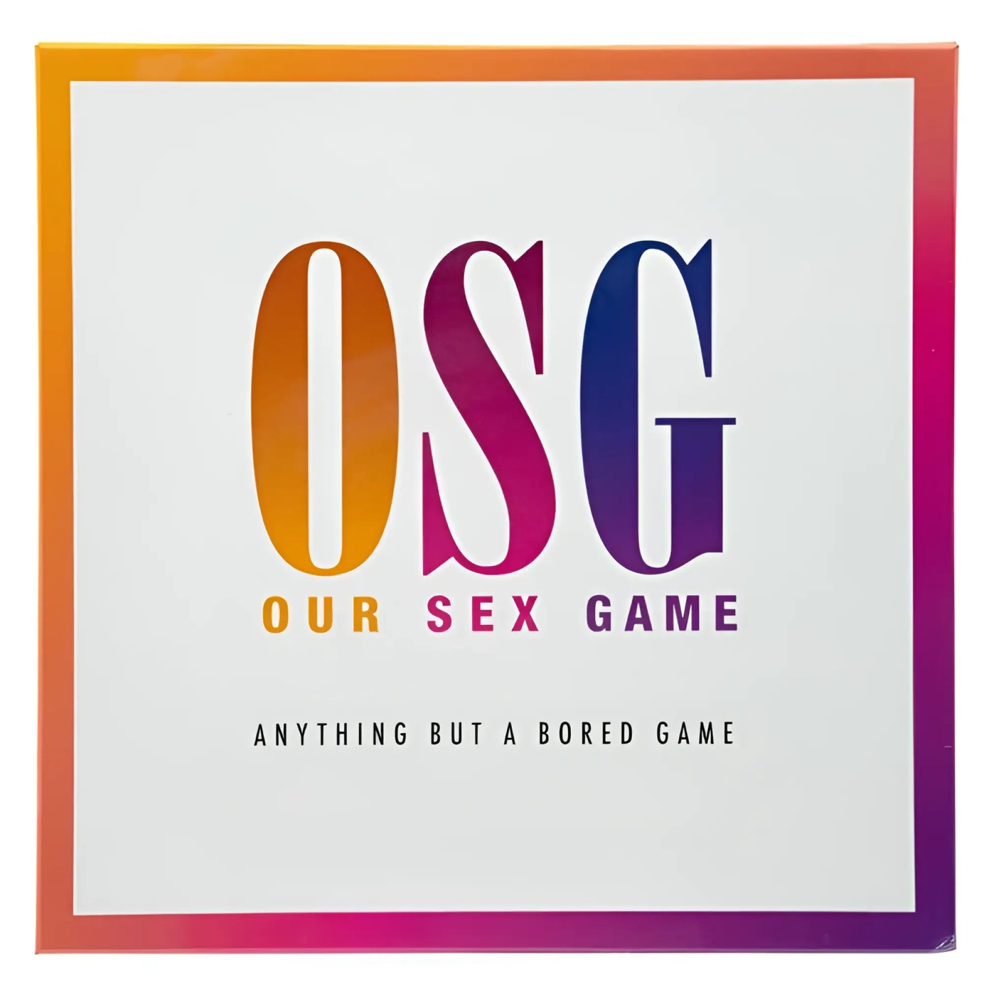 The colorful gradient edged box for the board game creativec our sex game features bold rainbow lettering and a playful tagline