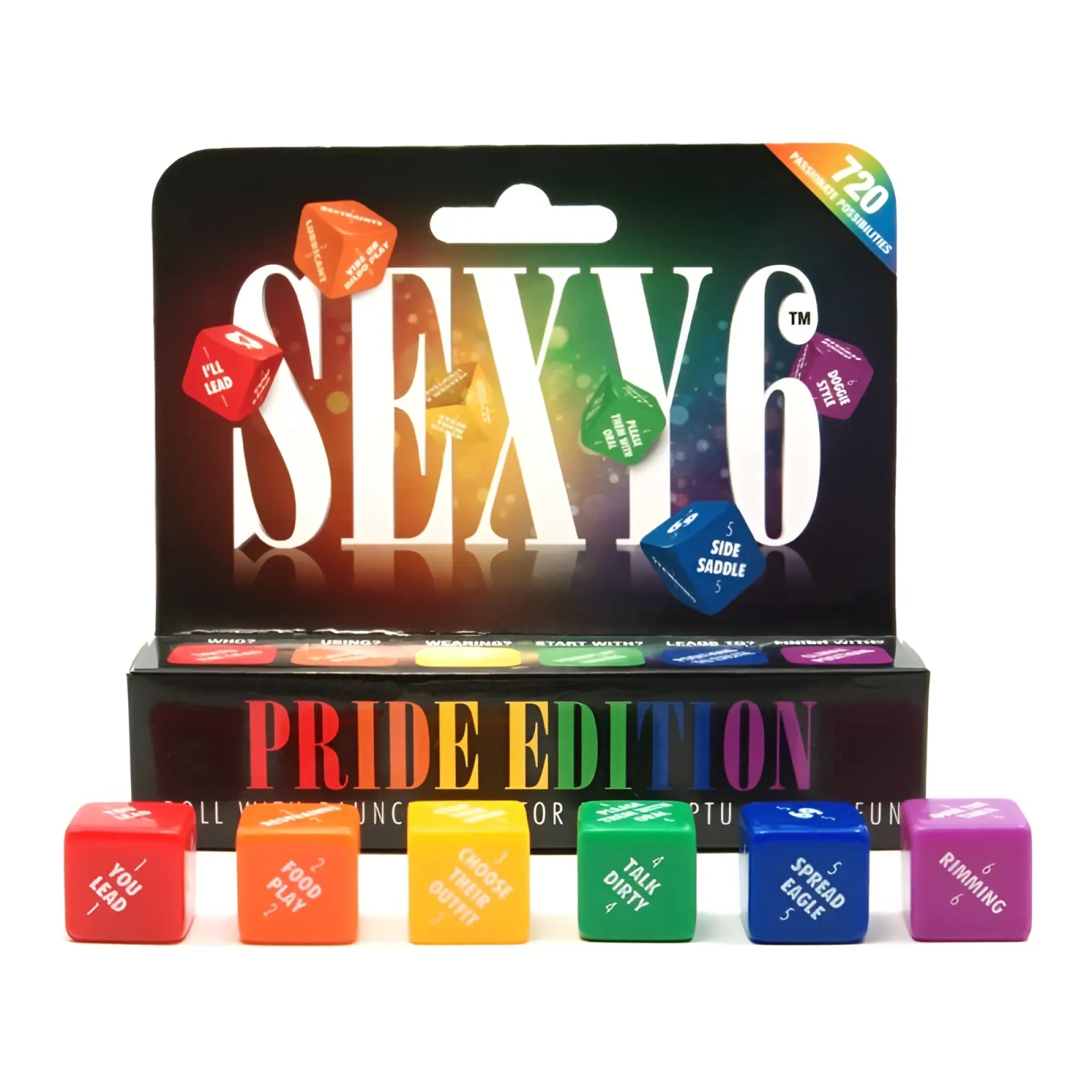 Creativec sexy 6 pride edition rainbow-colored plastic dice in a colorful game box for tabletop gaming