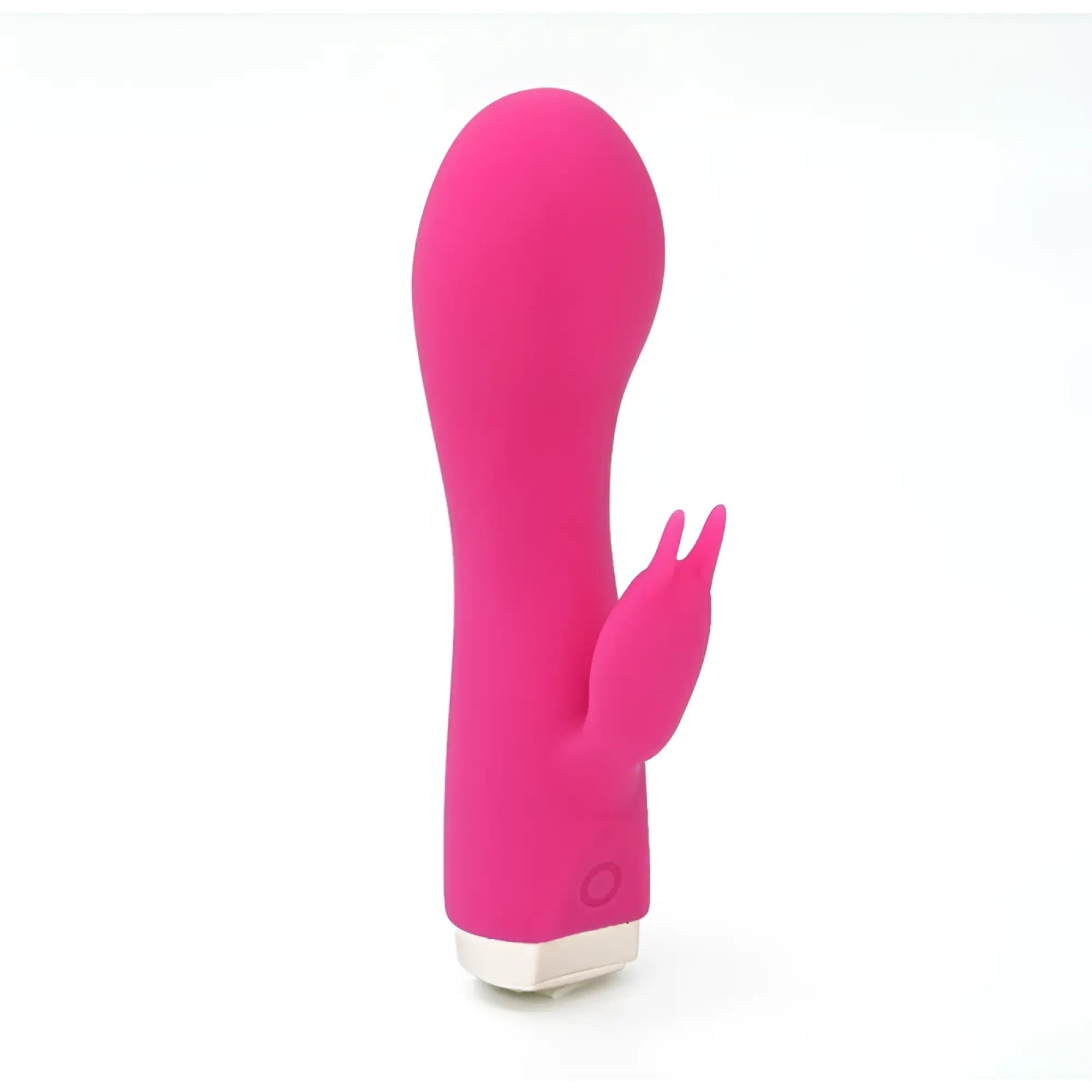 CreativeC Skins Minis the Bijou Bunny vibrant pink silicone rabbit-shaped vibrator with smooth rounded body and small ears
