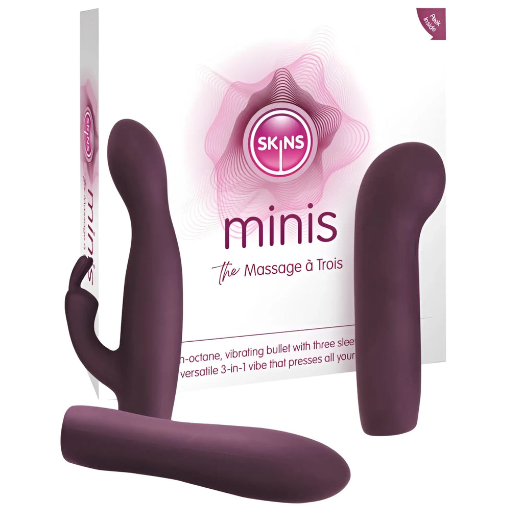 Creativec skins minis purple silicone three-in-one vibrating toy set for versatile massage and pleasure use