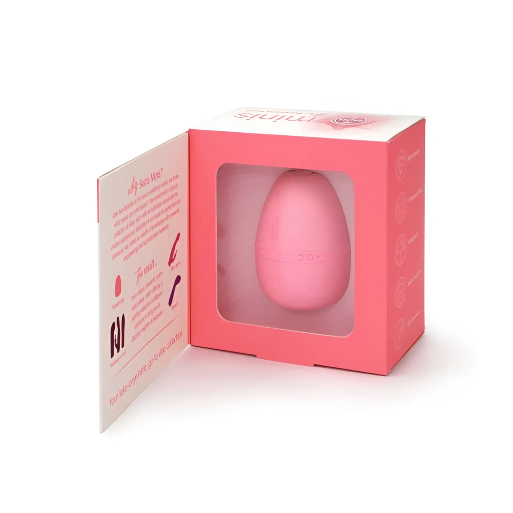 Pink silicone egg-shaped creativec skins minis the scream egg in matching pink box on white background