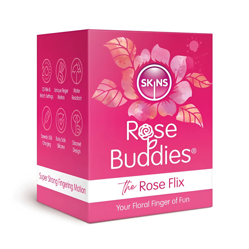 Pink rectangular box for CreativeC skins rose buddies the rose flix featuring floral pink and peach petals design