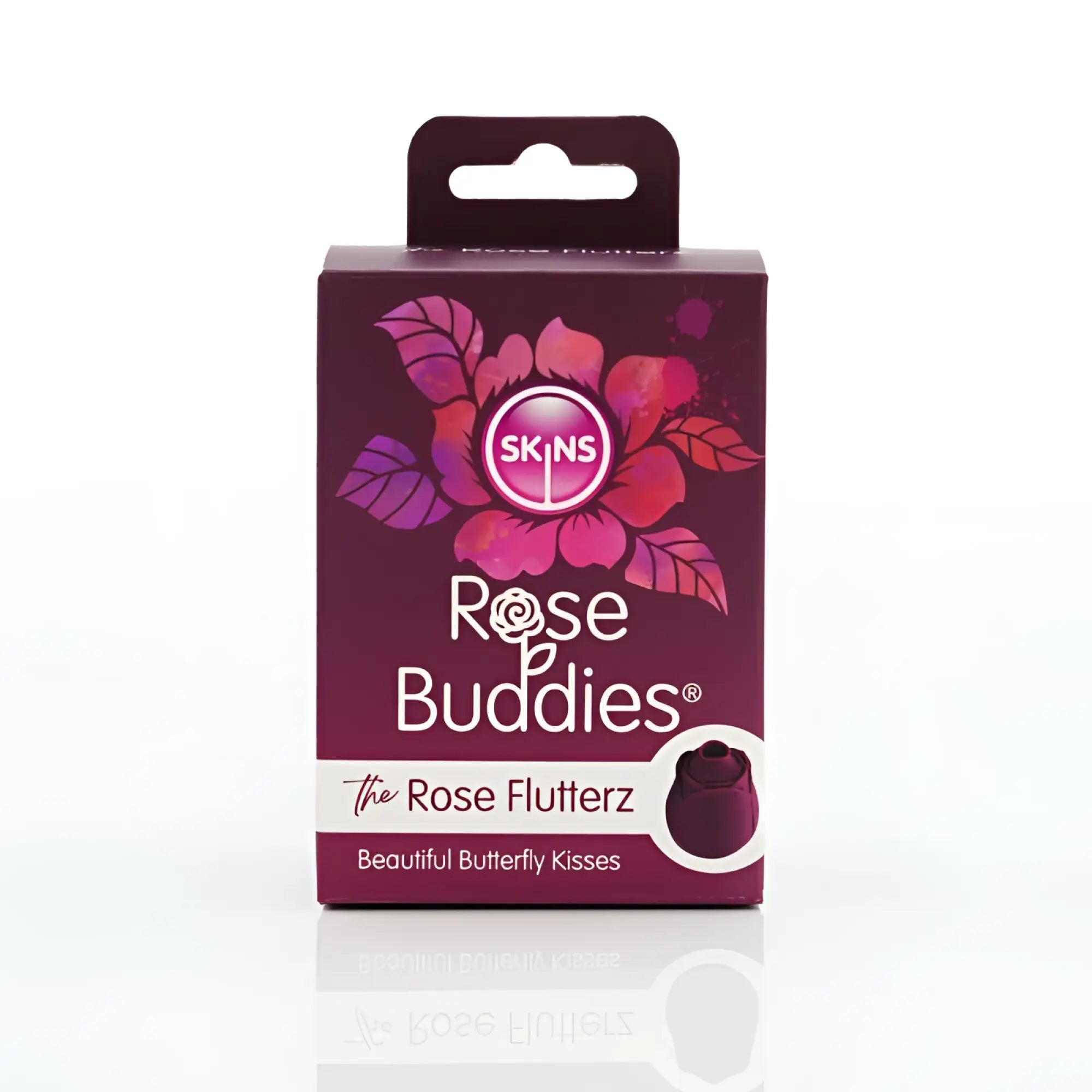 Purple and pink floral designed box for CreativeC skins rose buddies the rose flutters with glossy finish and centered logo