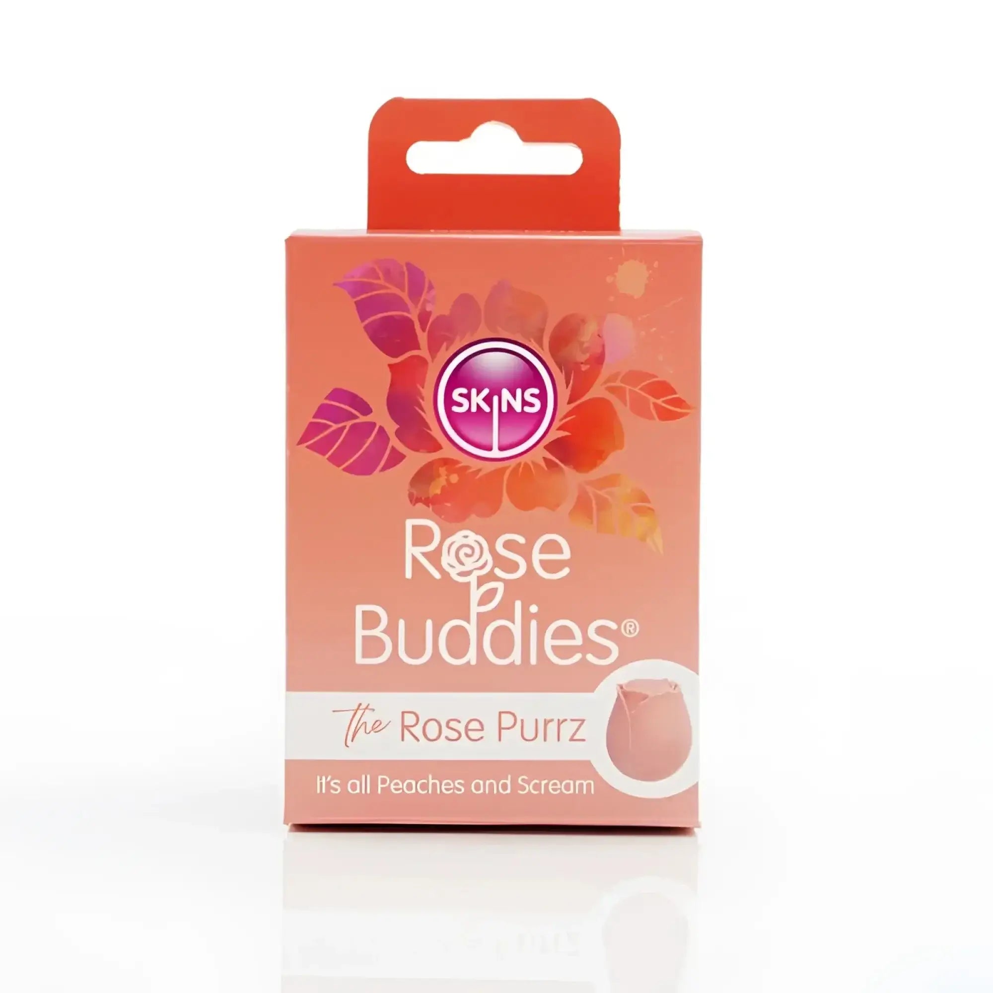 Peach-colored rose-shaped silicone nipple shield in creativec skins branded skins packaging box
