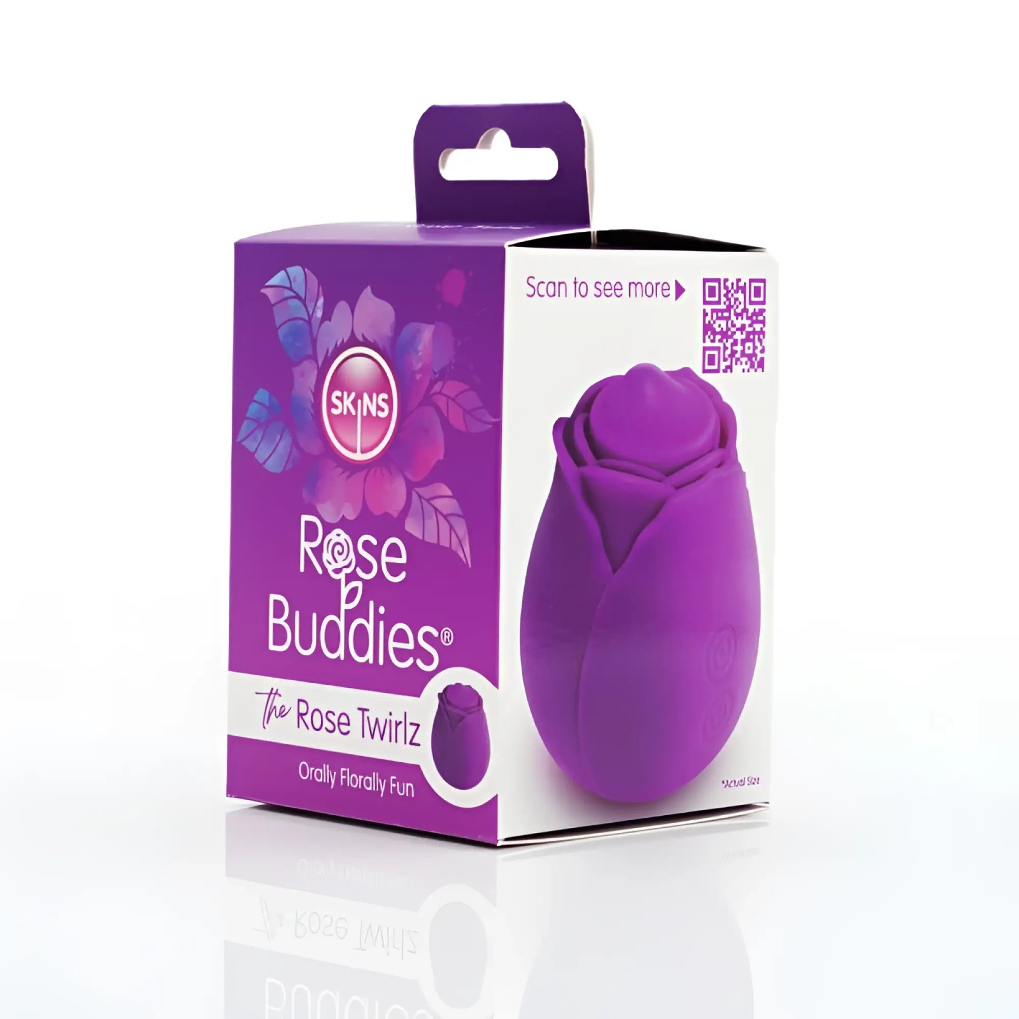 Purple silicone rose-shaped toy by CreativeC Skins called the rose twirlz from Rose Buddies collection