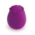 Purple silicone rose shaped vibrator with two circular control buttons on the side from CreativeC Skins Rose Buddies The Rose Twirls