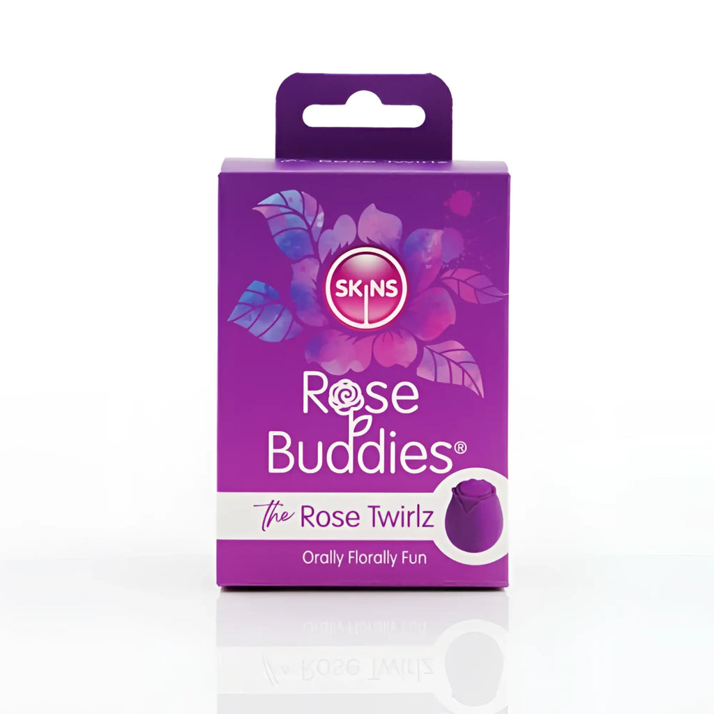 Purple skins creativec skins rose buddies the rose twirls package with floral design and product name displayed