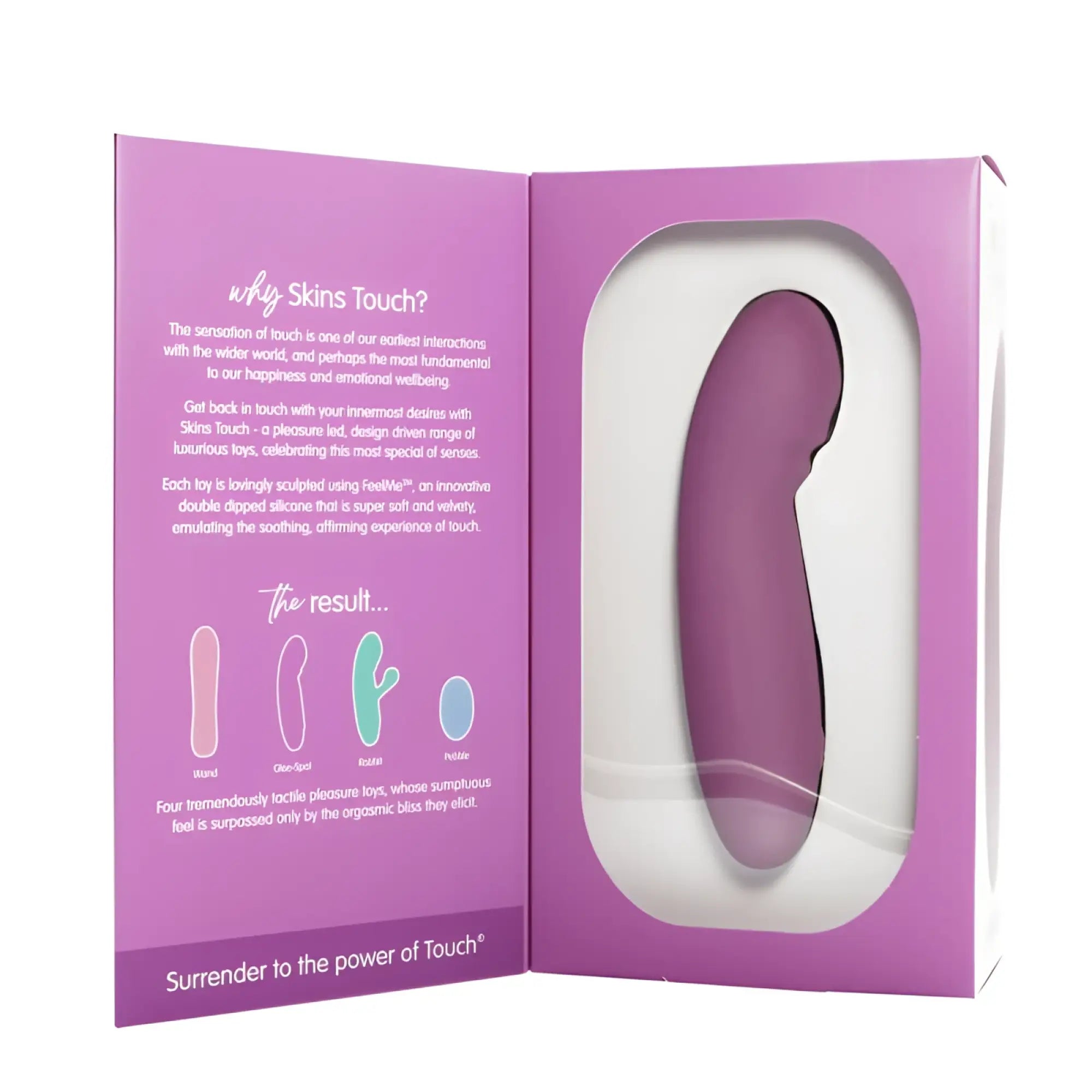 CreativeC Skins Touch the Glee Spot sleek matte purple silicone pleasure toy with smooth curved design and rounded ends