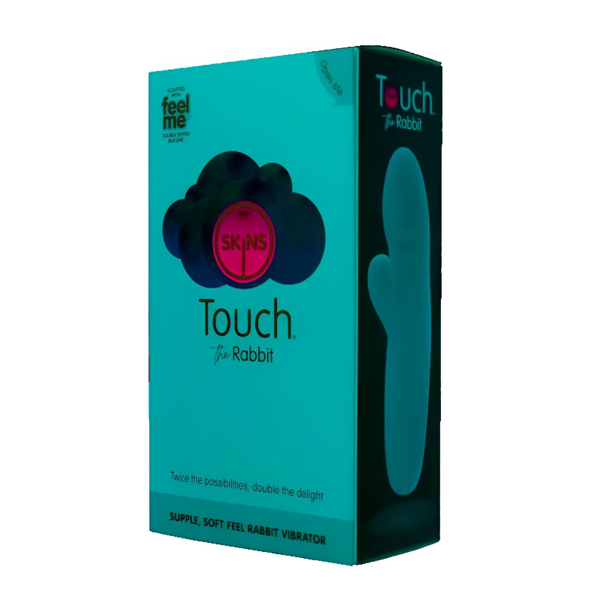 Teal and black packaging for creativec skins touch the rabbit soft feel silicone vibrator for gentle stimulation