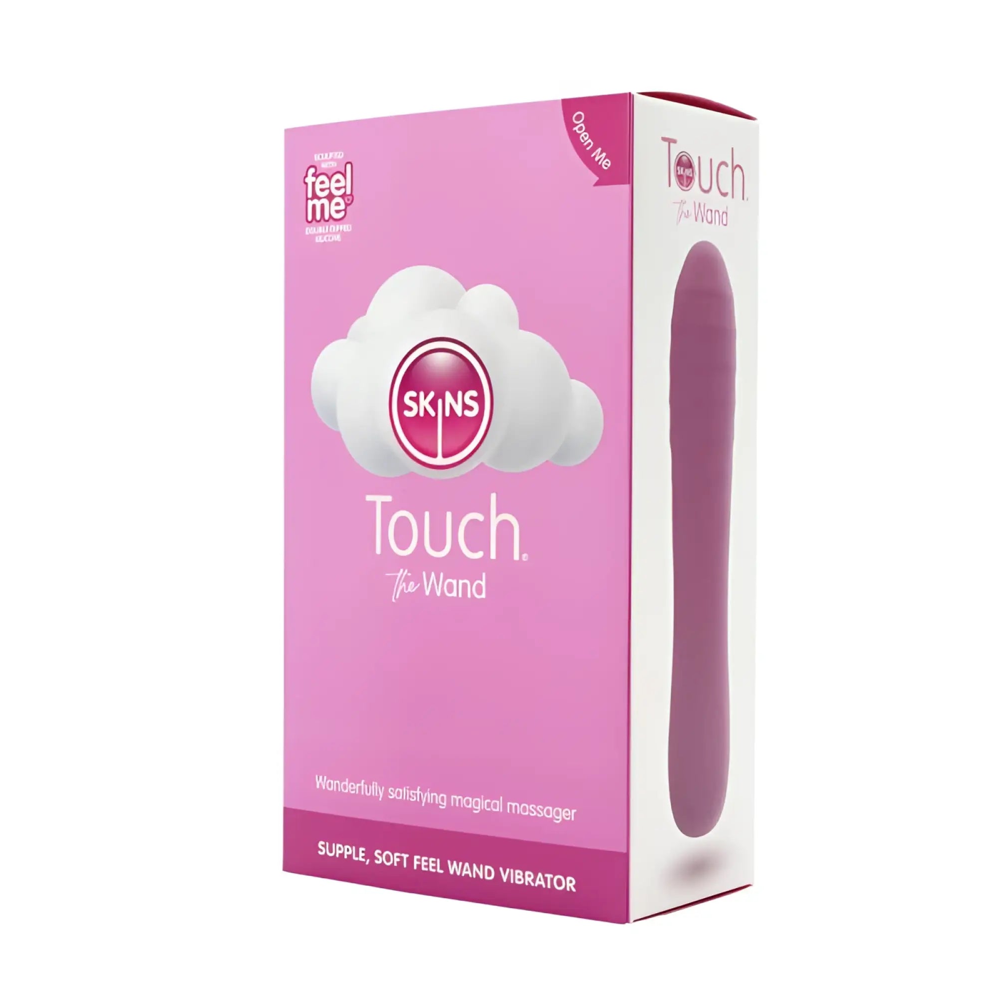 Pink and white box for creativec skins touch the wand soft supple feel wand vibrator packaging