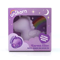 Purple creativec unihorn karma lilac plush unicorn-shaped massager with soft texture and rainbow design on back side