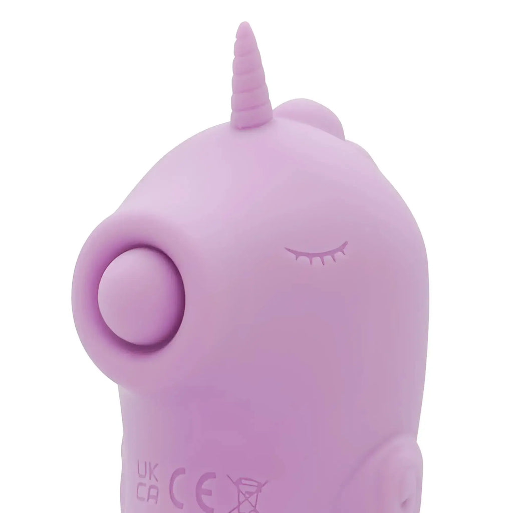 CreativeC Unihorn Massager C Horse Marina Lilac soft lavender silicone unicorn vibrator with closed eyes and spiraled horn