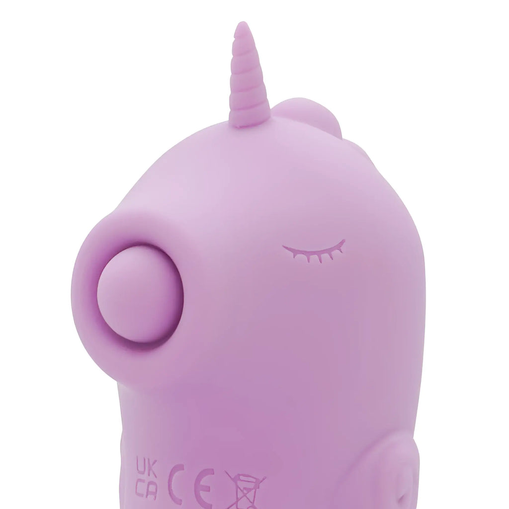 CreativeC Unihorn Massager C Horse Marina Lilac soft lavender silicone unicorn vibrator with closed eyes and spiraled horn