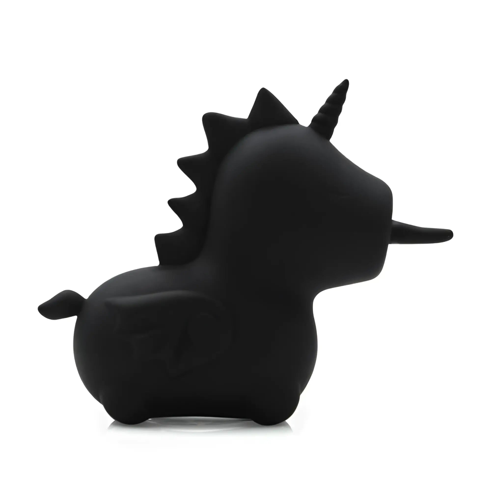 Black silicone CreativeC Unihorn Wild Spirit Vibe figurine with a smooth matte finish and stylized spiky mane