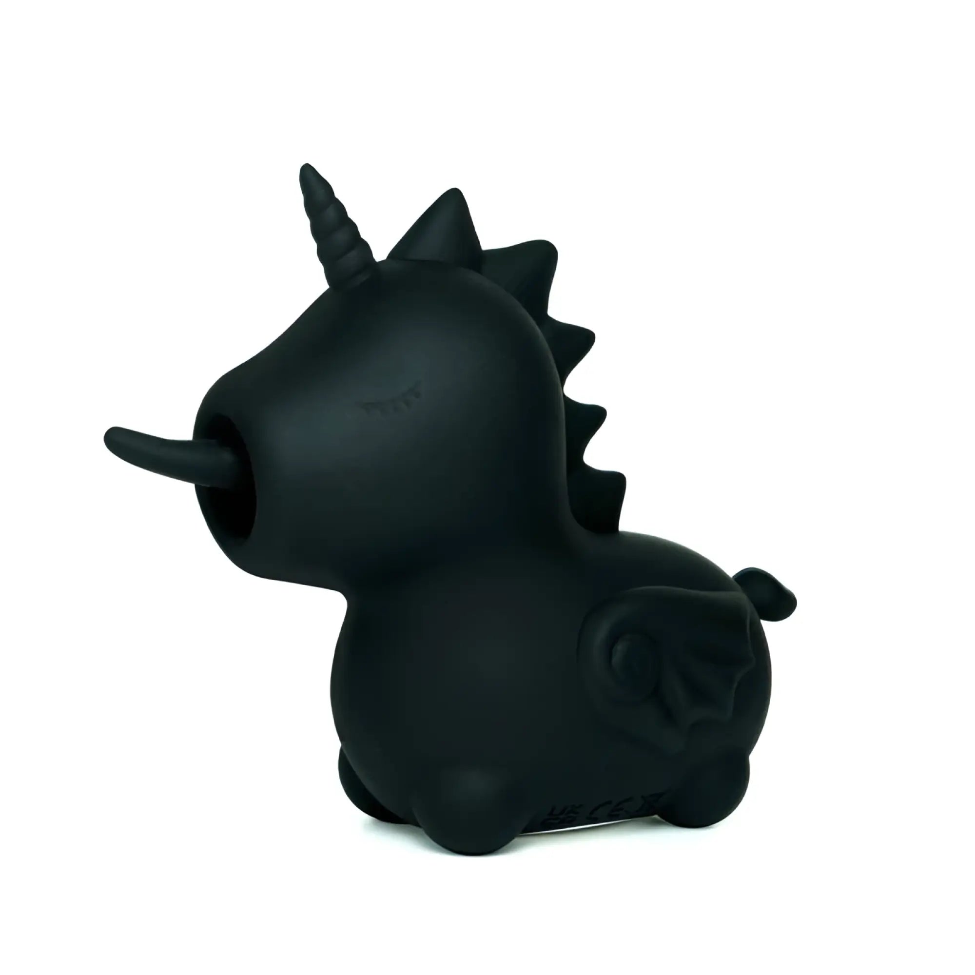 Black silicone unicorn-shaped usb flash drive with matte finish and closed eyes from CreativeC unihorn wild spirit vibe