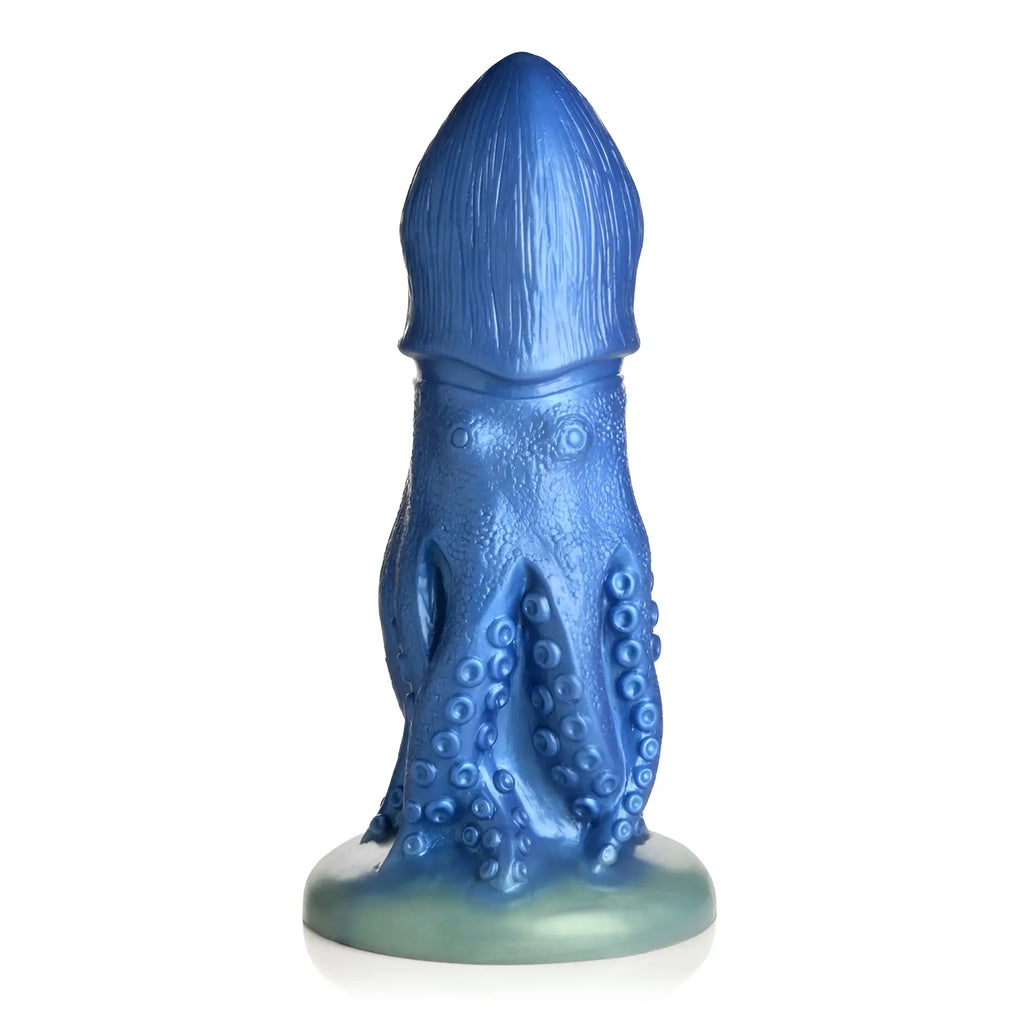 Blue silicone Creature Cocks cocktopus octopus dildo with textured glossy surface and suction cup details