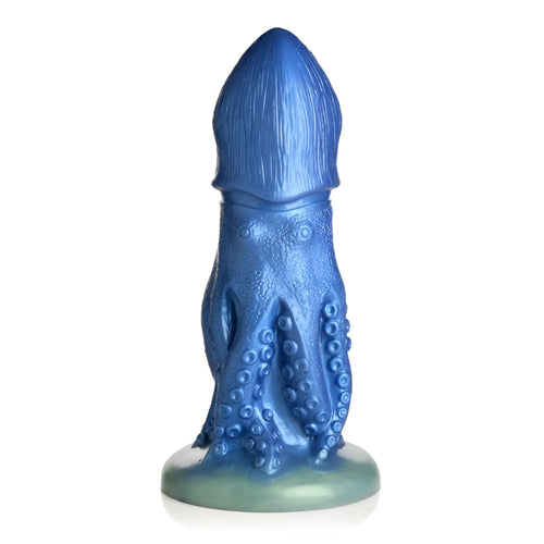 Blue silicone Creature Cocks cocktopus octopus dildo with textured glossy surface and suction cup details