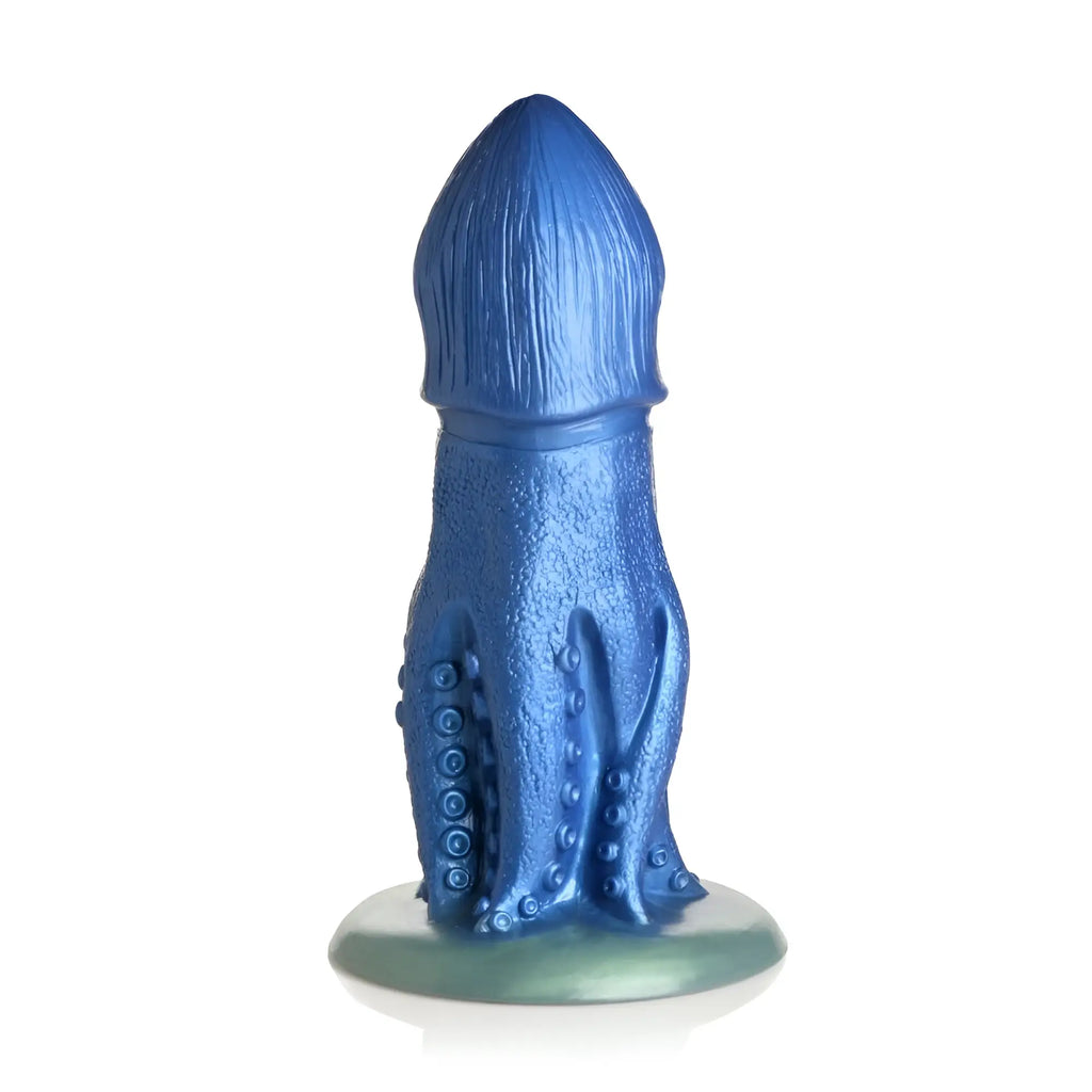 Blue silicone Creature Cocks Cocktopus octopus dildo with textured surface and suction cup base front view