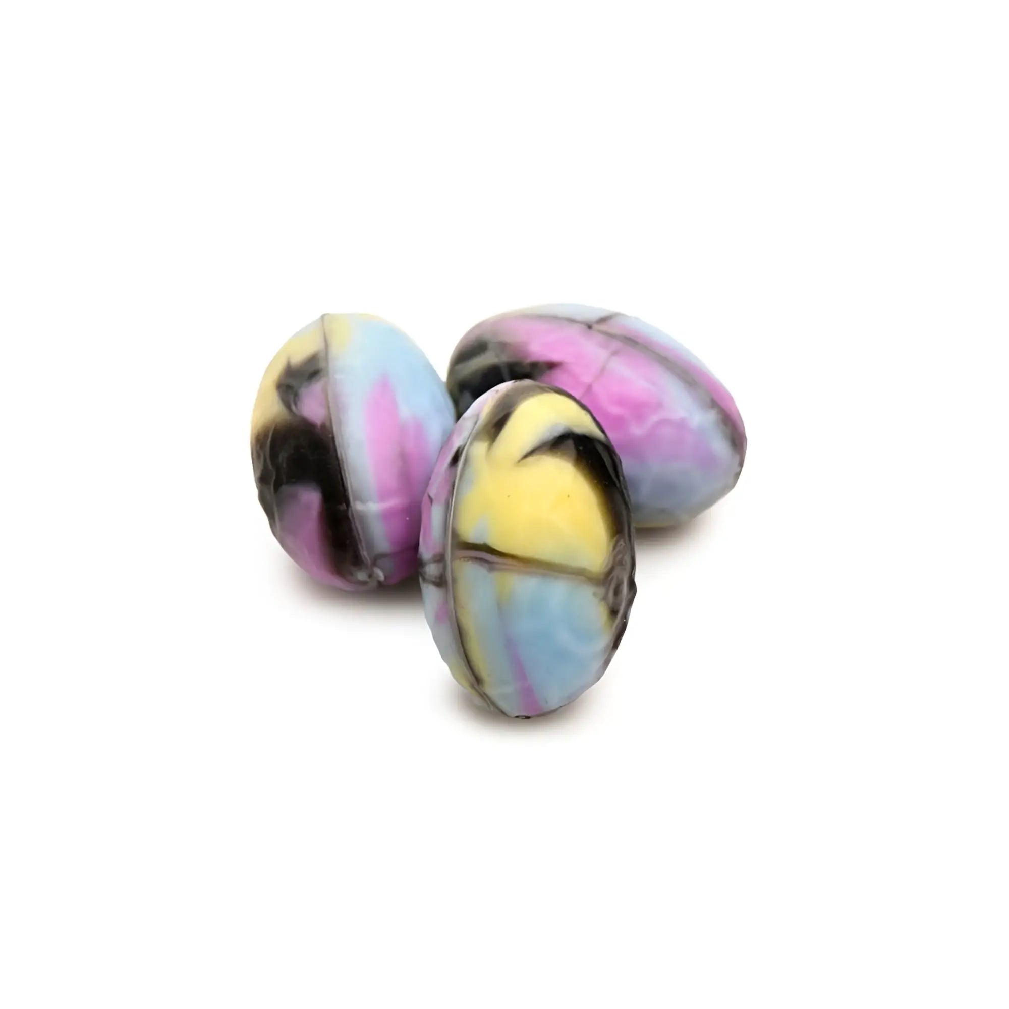 Creature cocks dragon spawn dragon ovipositor silicone dildo with pastel marbled chocolate eggs in pink blue yellow and black