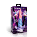 Creature cocks dream rider silicone dildo with pink to blue gradient, winged unicorn designs, and black handles