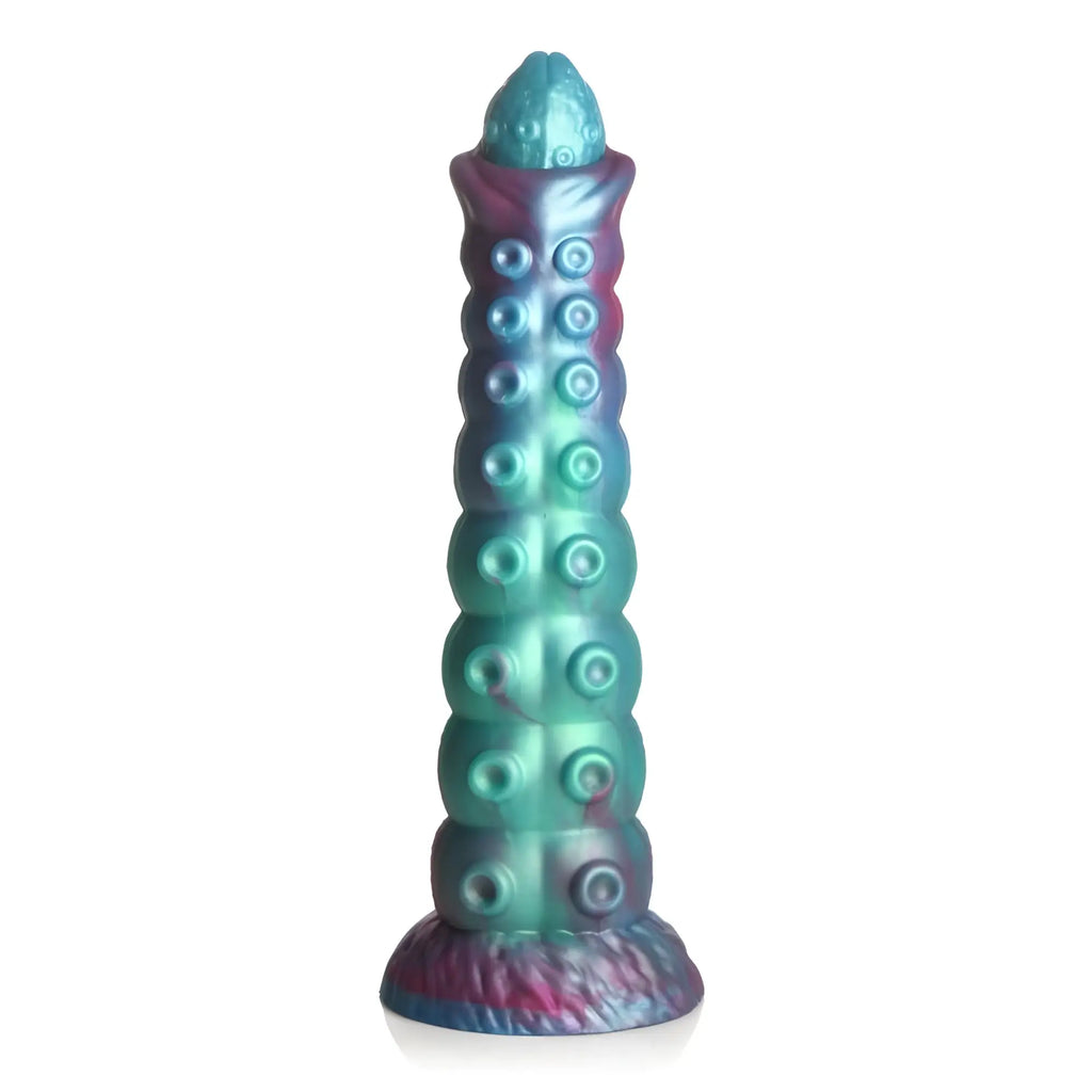 Creature cocks galactic breeder ovipositor silicone dildo in purple showing the back side detail and texture