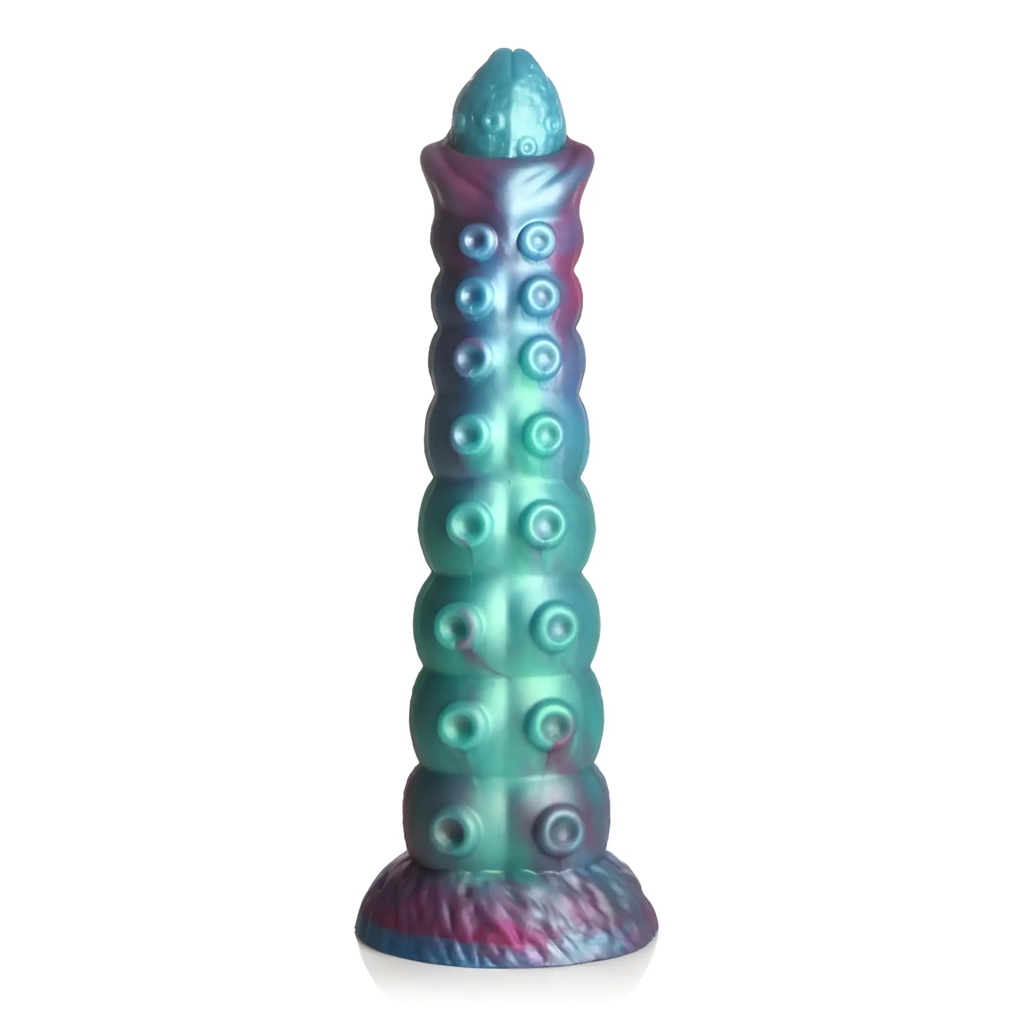 Creature cocks galactic breeder ovipositor silicone dildo in purple showing the back side detail and texture